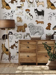 1SET/3PCS, painted puppy lines cat pattern moisture-proof self-adhesive waterproof wall stickers home decoration stickers