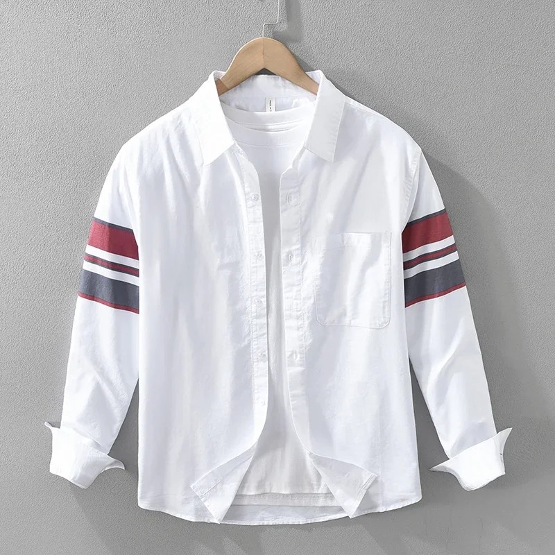 

Solid color cotton shirts New Long Sleeve Shirt for Men Casual fashion super size 2024 A variety of colors are available