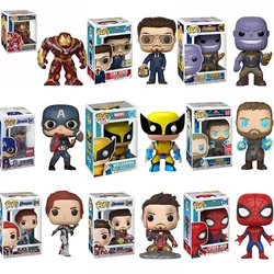 Funko POP The Avengers Tony Stark 225 Black Widow 454 Iron Man 304 Thanos Black Panther Thor Spiderman Figure Model Toy Kid Gift