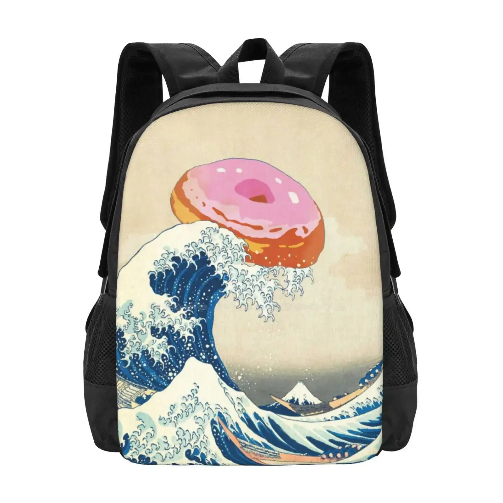 

Donut Lovers Version Of "The Great Wave Off Kanagawa" By Hokusai. Hot Sale Schoolbag Backpack Fashion Bags Donut Day Great Wav