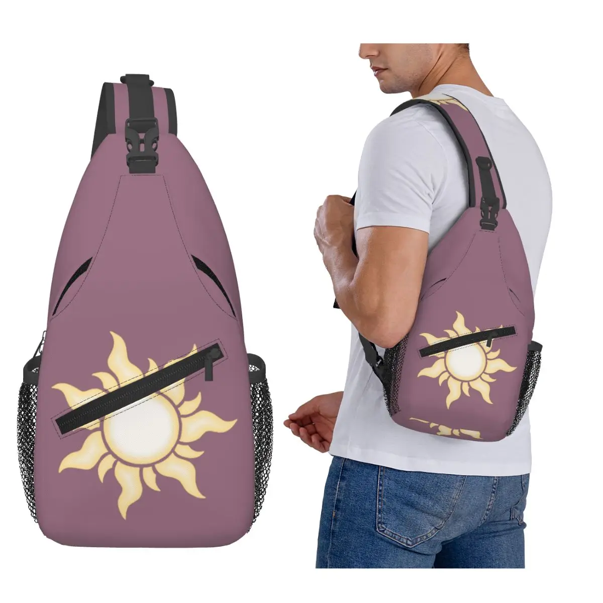 

Рапунцель солнце нагрудная сумка мужской слинг рюкзак через плечо нагрудная сумка дорожный походный рюкзак сумка на плечо