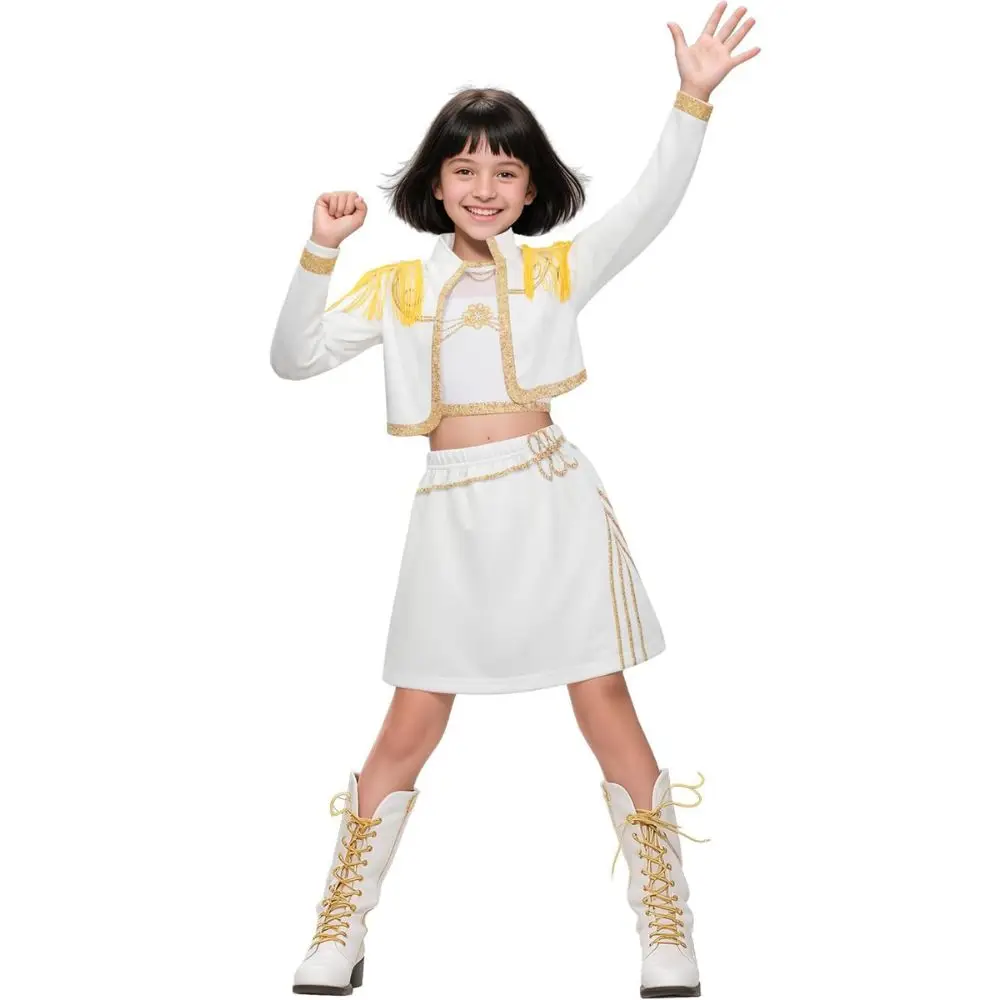 Kids Girls Kpop Demon Hunters Rumi Zoey Mira Cosplay Costume Disguise for Child Clothes Roleplay Outfit Halloween Carnival Suit