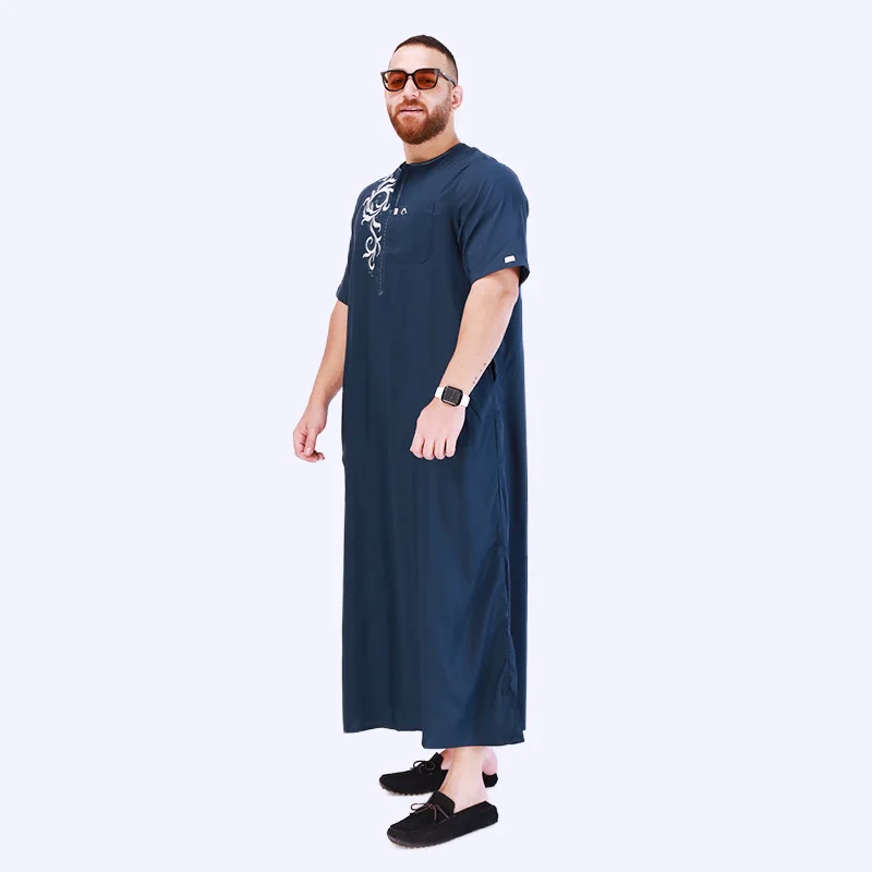 Traditional Islamic Clothing Embroidery Kaftan Pakistan Jubba Thobe Arab Muslim Robes Men Fashion Caftan Ramadan National Dress