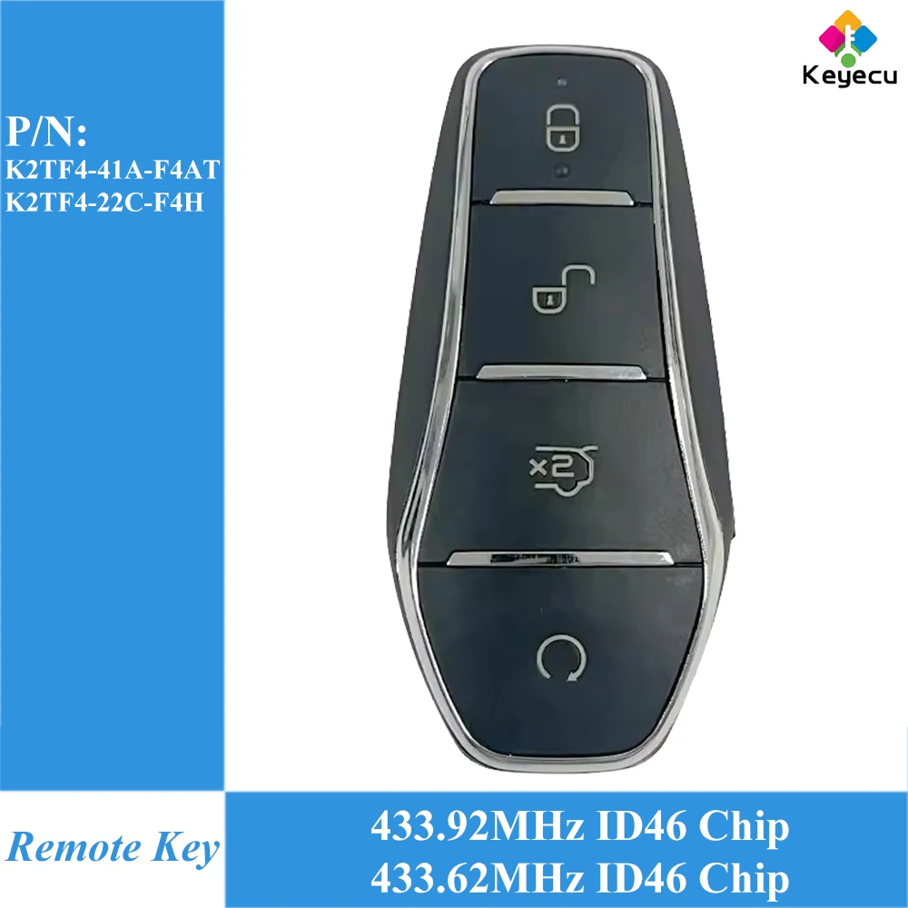 

Умный дистанционный брелок KEYECU 433,92 МГц / 433,62 МГц для BYD Qin PLUS DM-i Qin PLUS EV Yuan PLUS SONG K2TF4-41A-F4AT, K2TF4-22C-F4H