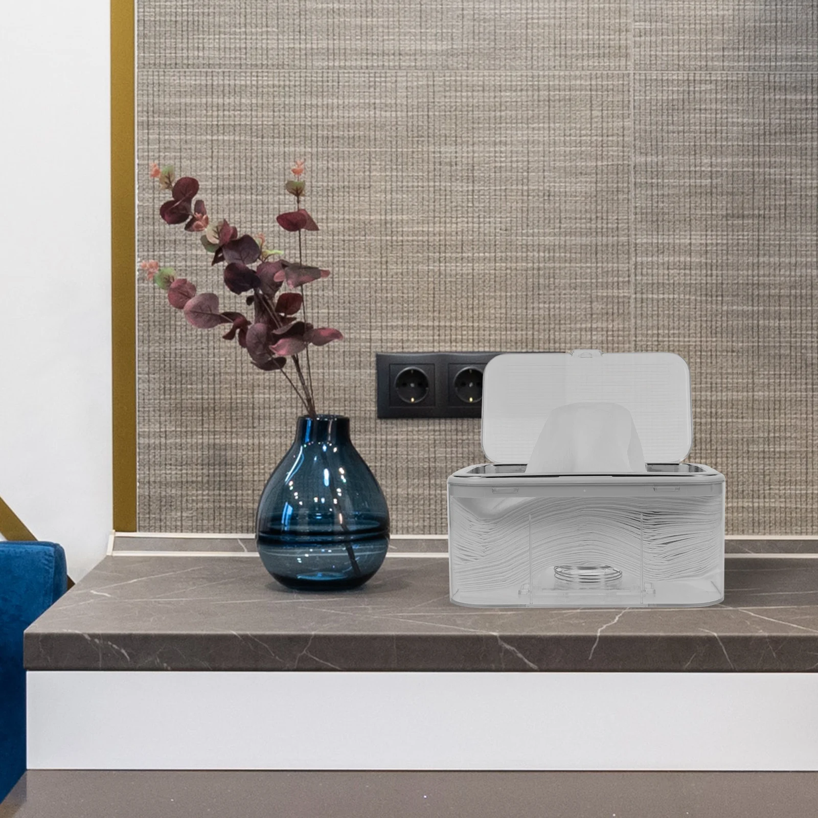 

Tabletop Napkin Boxes Tissue Dispenser Spring Lifter Clear Rectangle Household Paper Towel Boxes Living Room Storage