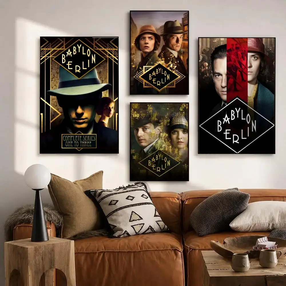 Black TV Series B-Babylon Berlin Poster Self Adhesive Sticker Home Living Room Bedroom Entrance Bar Cafe Art Painting Decoration