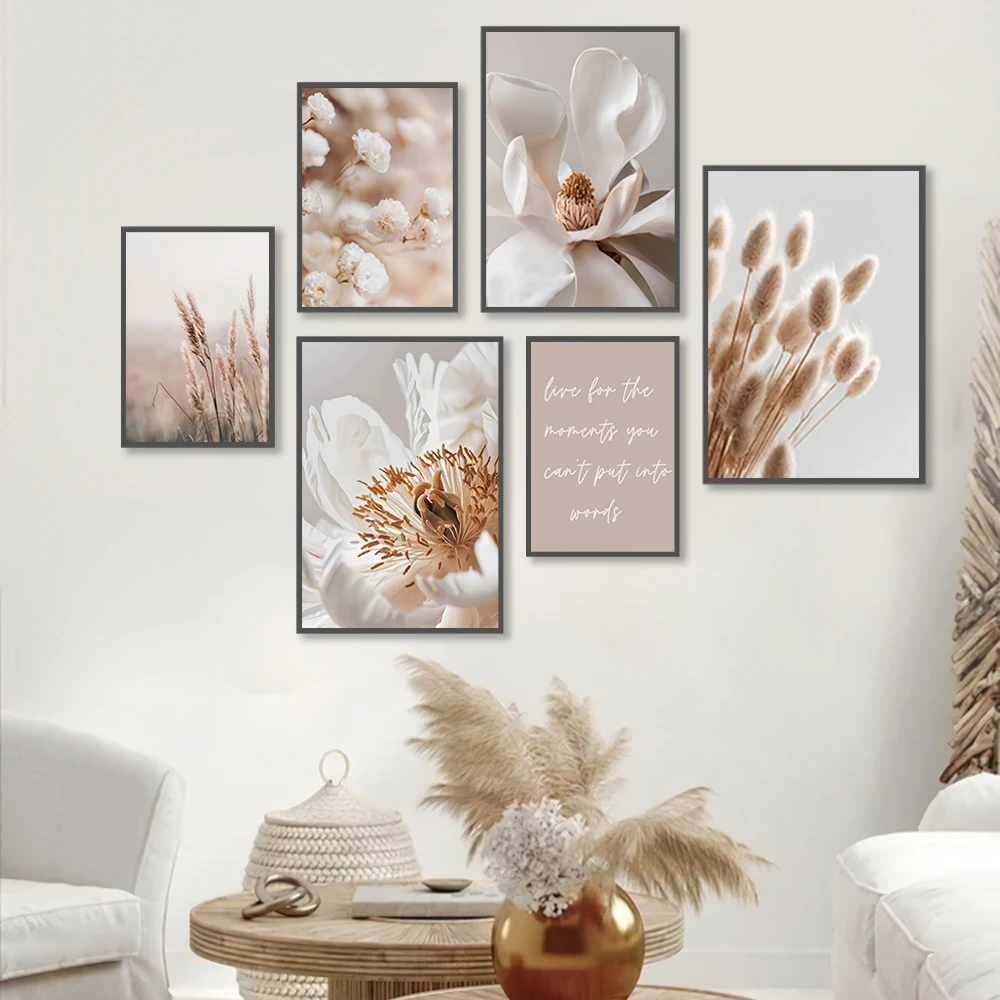 

Grass Flower Picture Nordic Canvas Painting Wall Art Bohemia Seaside Scenery Poster and Print for Modern Home Living Room Decor