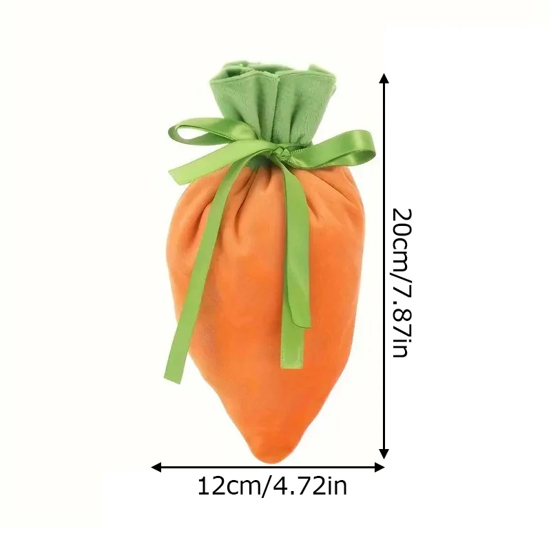 1PC Easter Gifts Packaging Bag Cute Carrot Shape Drawstring Bag Candy Biscuit Wrapping Bags For Easter Home Decorations Supplies