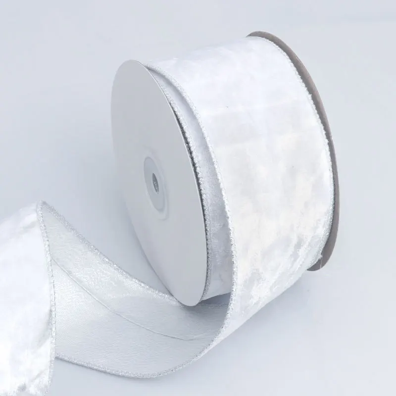 20 Yards Band Geschenke Hochzeits- und Partydekoration Einseitiger Samtstoff DIY Bastelband mit eisengebundenem Rand – Detail 7