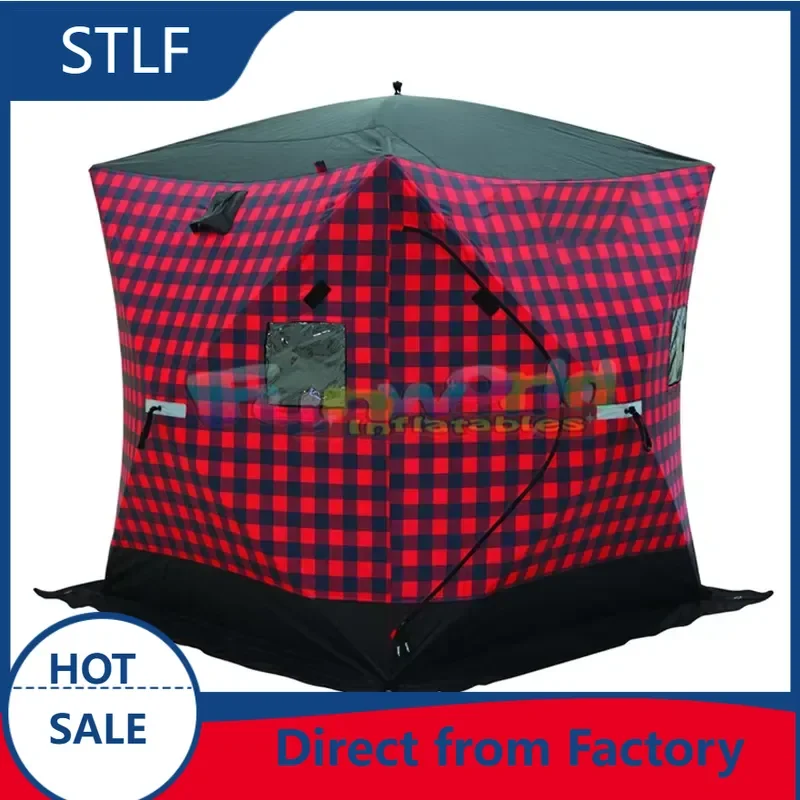 STLF Portable 4 6 person ice fishing tent 8 foot insulated large pop up tent silver winter ice fishing tent