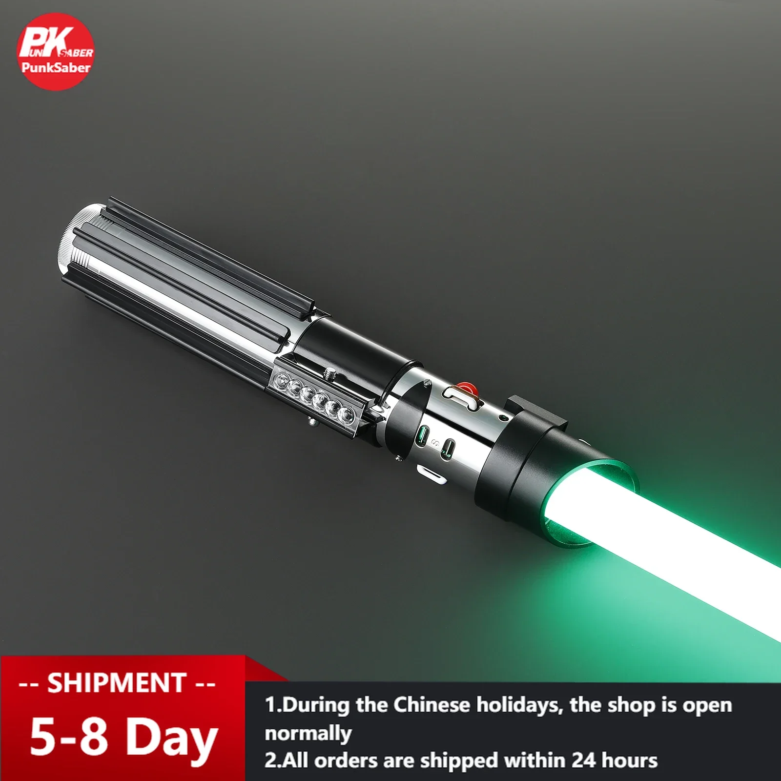 

PunkSaber Metal Hilt Heavy Dueling Lightsaber FX-FOC Laser Sword Smooth Swing 32 RGB Infinite Color Changing Neopixel Lightsaber