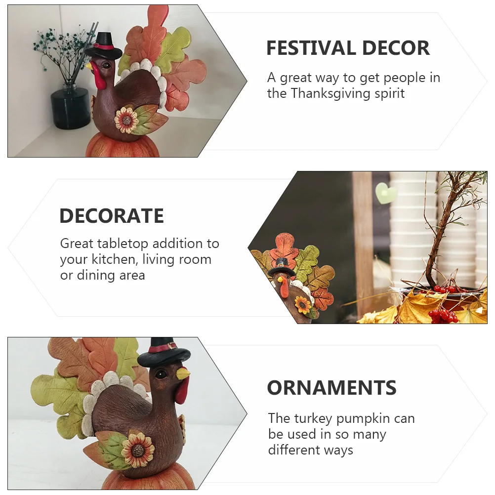 

1Pcs Thanksgiving Pumpkin Turkey Resin Table Ornament Fall Decoration for Home Kitchen Living Room Holiday Party Shelf Decor