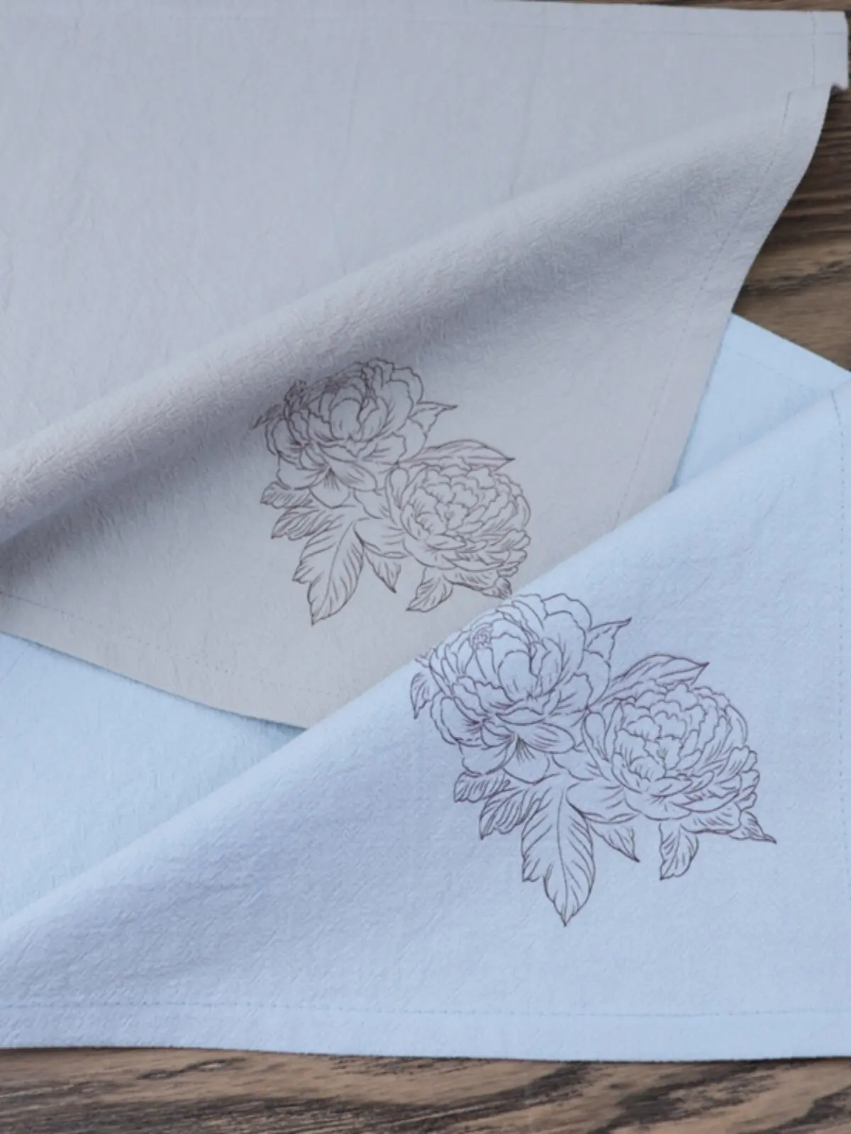 Chinese Style Peony Pattern Pure Cotton Womens Handkerchief Sweat Absorbent Pocket Square Custom Name Auspicious Lucky Blessing