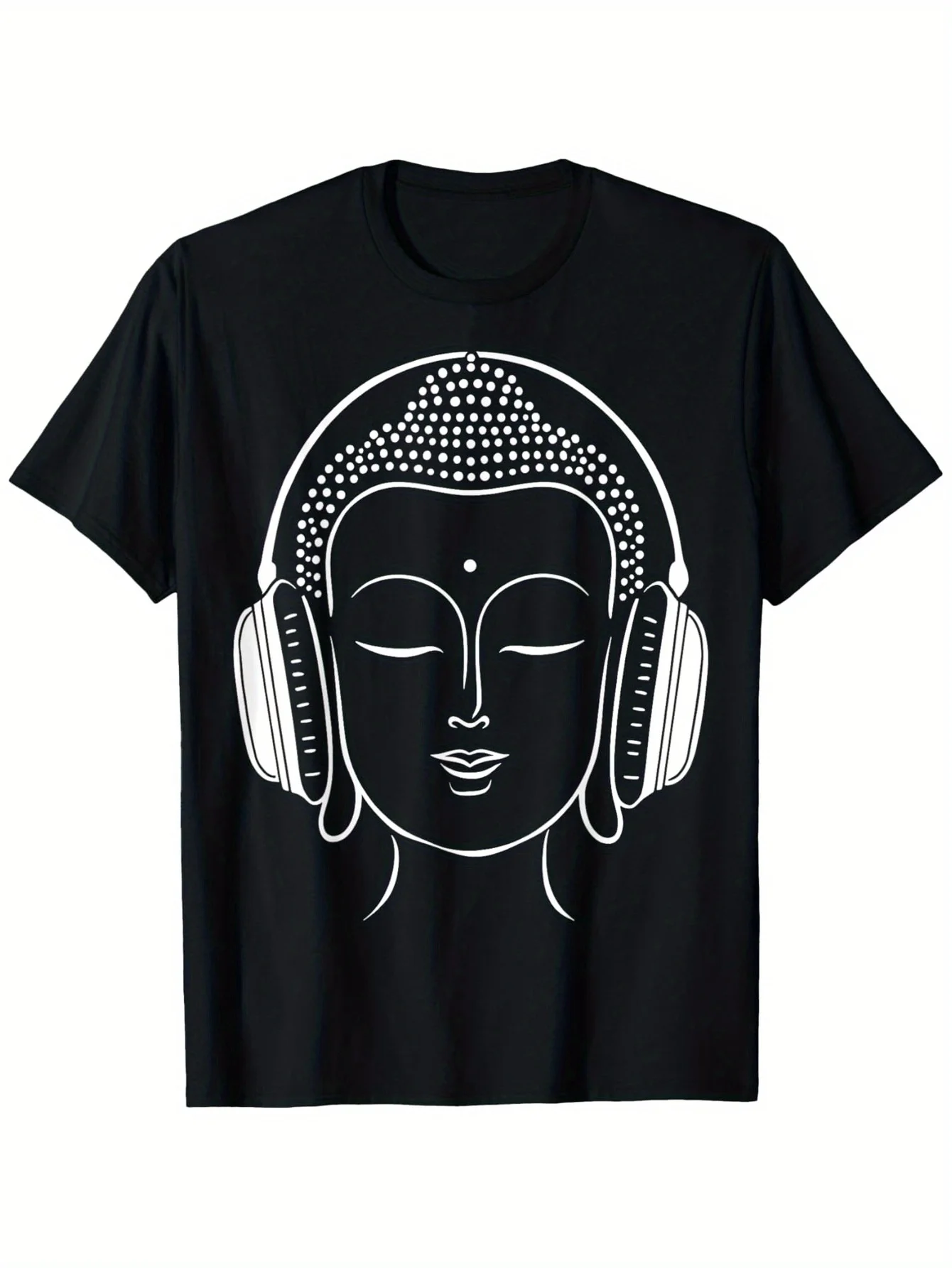 Buddha Headphones T-Shirt - Zen Meditation Design, 100% Cotton, S-3XL Unisex Gift