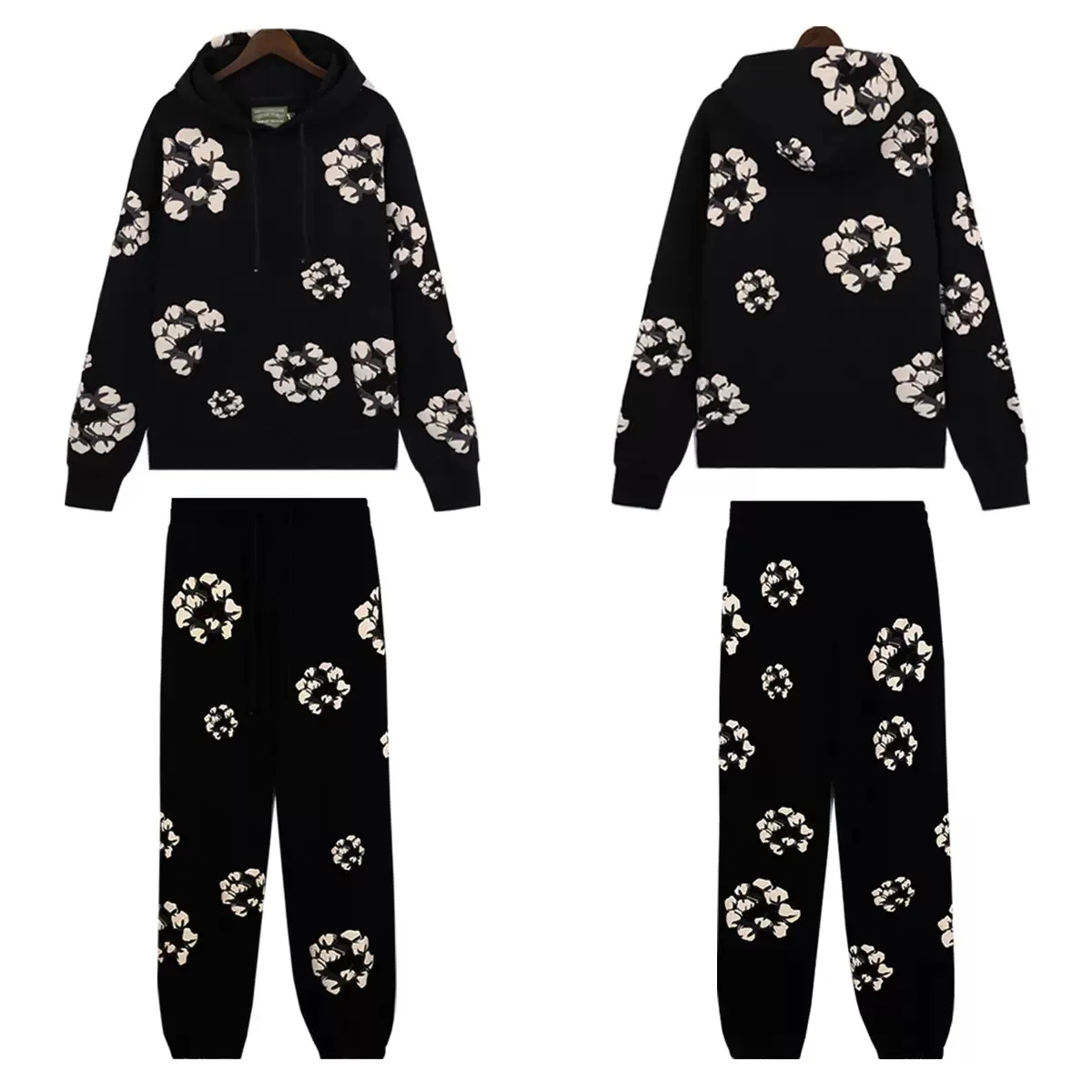 DENIM TEARS Cotton Foam Printed American Hoodie, Hoodie, Pants, Casual Set, Trendy Men's and Women's Hoodies