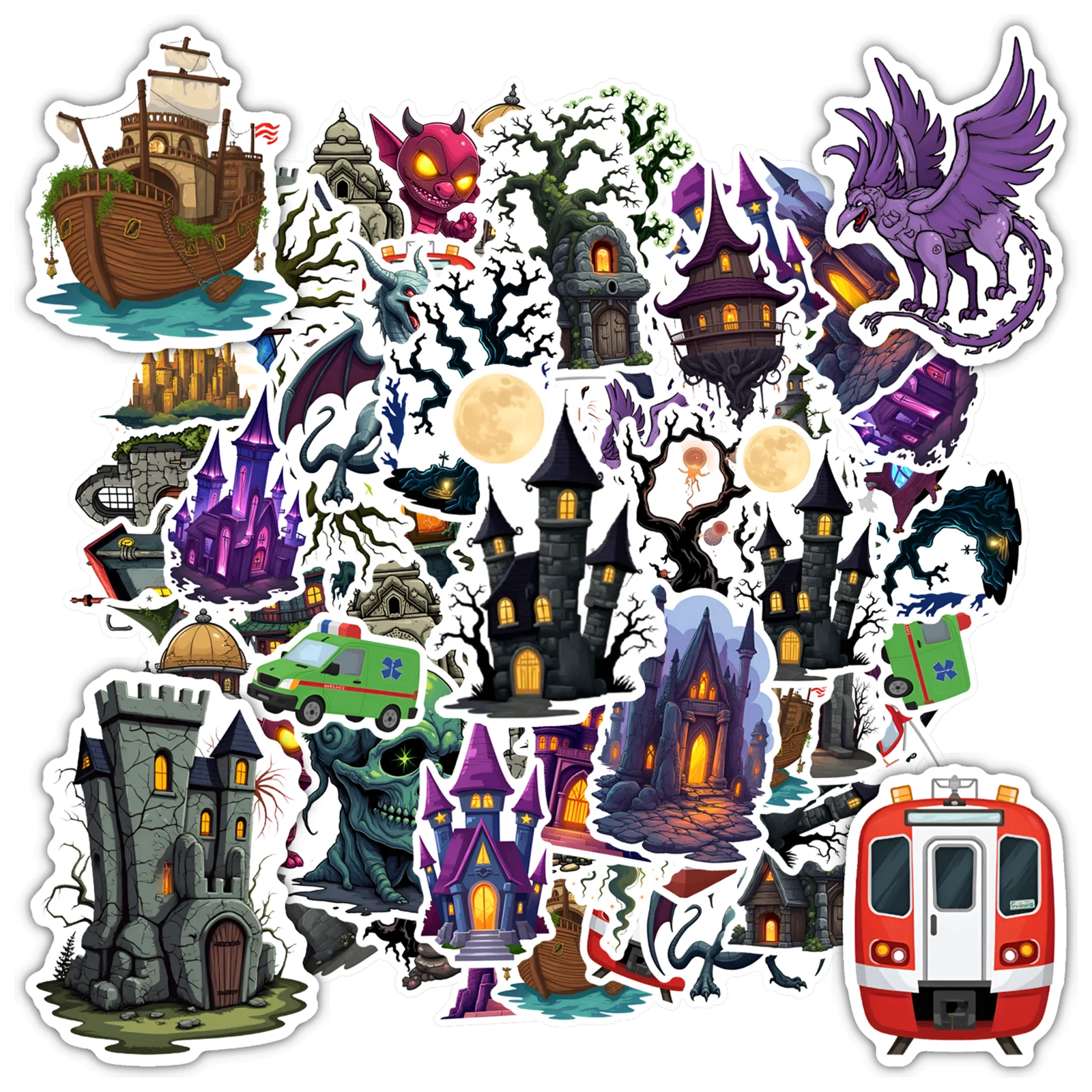 

35 шт.-50 шт., жуткие готические наклейки, готические наклейки, фэнтезийные наклейки для ноутбука, мотоцикла, багажа, телефона, сделай сам
