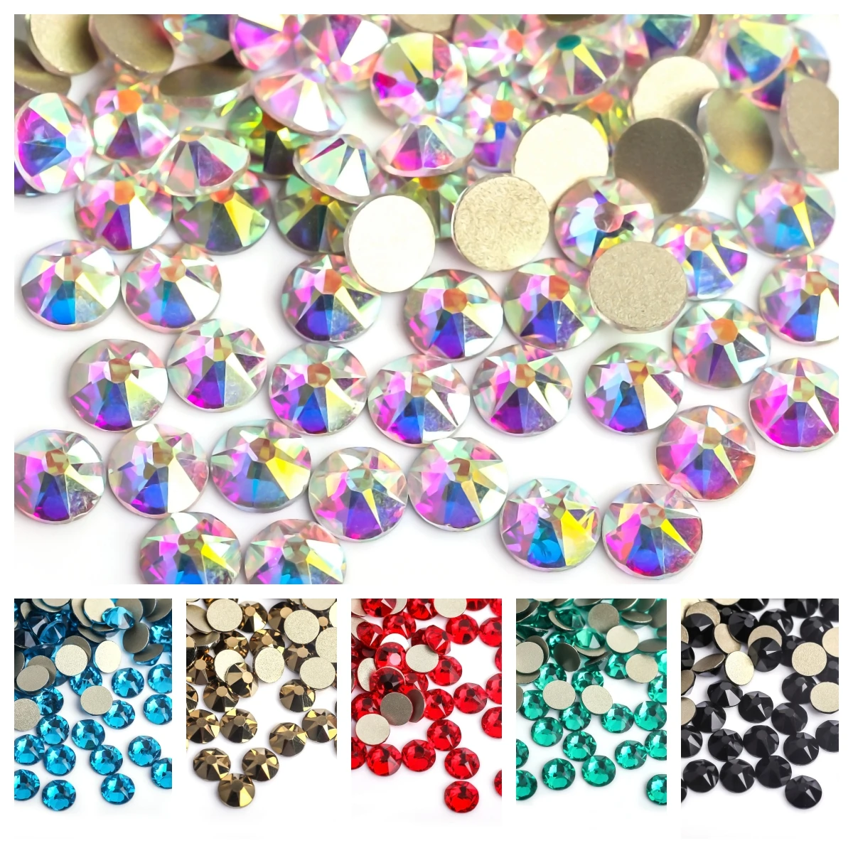 2088 Non Hotfix 8 Big 8 Small 16 Cuts DIY Strass Crystal Stick On Nails Flat Back Rhinestones For Nail Art /GarmentDecorations