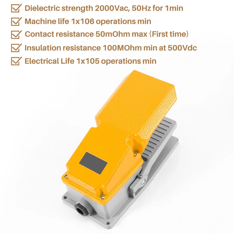 LT4 Foot Switch Aluminium Case Treadle Pedal Switch For Machine Tool Control Silver Contact