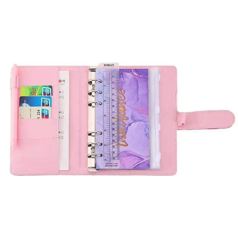 

Budget Binder PU Leather Binder Budget Planner Organizer Wareproof PU Leather 6-Hole Loose-Leaf Book For Cash Budget