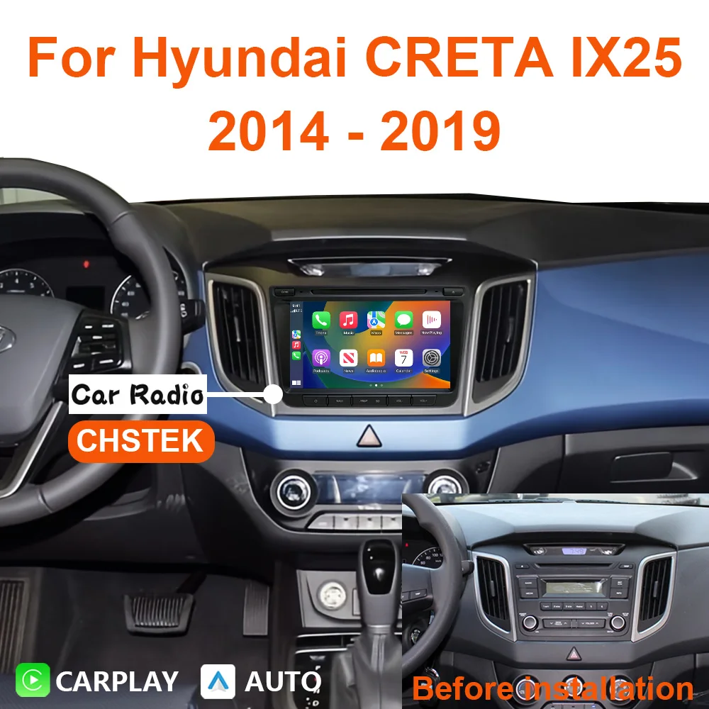 Car Radio station for Hyundai CRETA IX25 2014 - 2019 Carplay CHSTEK Android 13 Qualcomm Stereo Navigation Multimedia Player WiFi