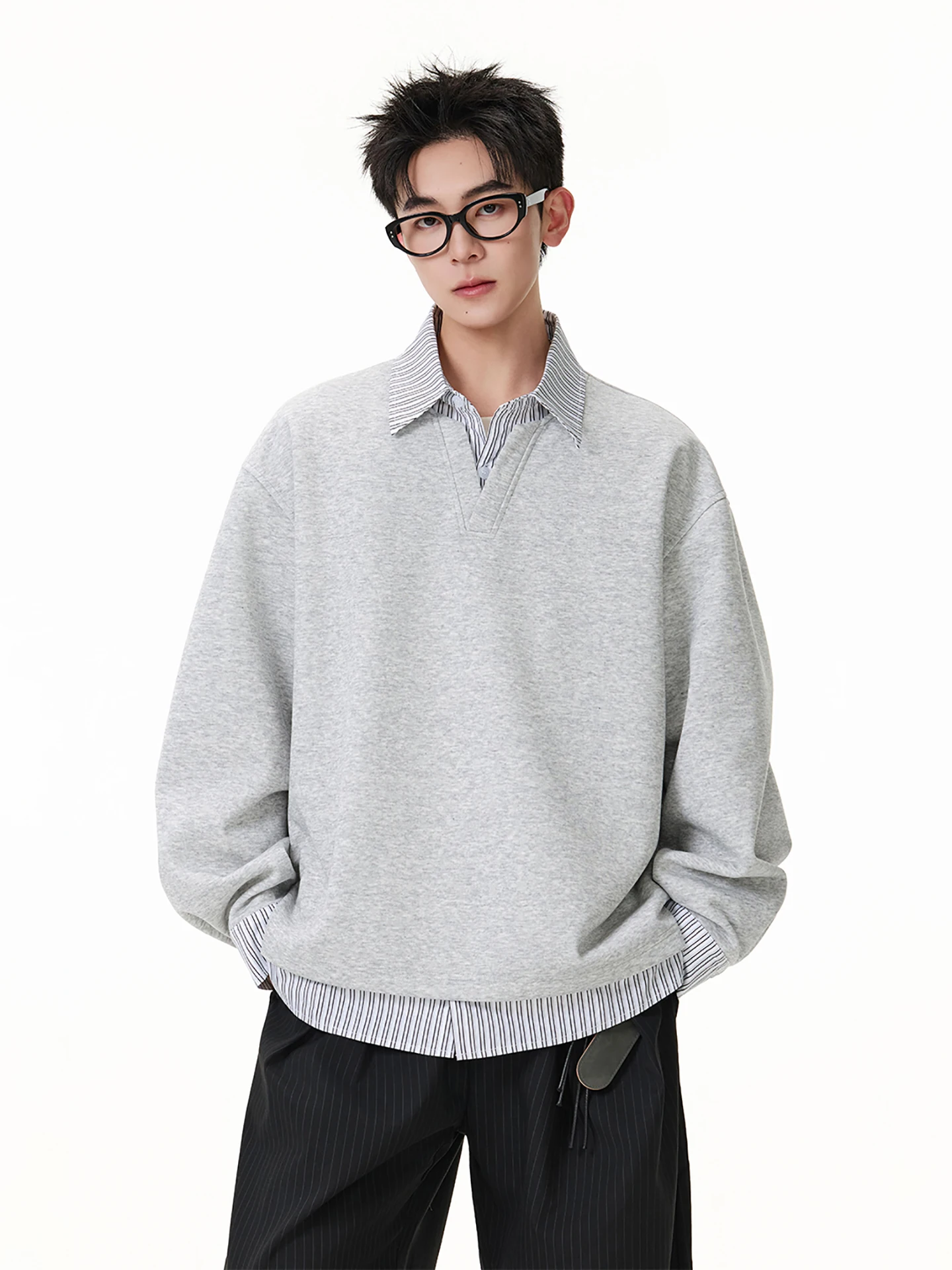 

Casual irt Collar Sweatirt ex Color Blo Hoodie Faion Design Loose Fit Long Sve Youthful Sle Spring Autumn Wi...