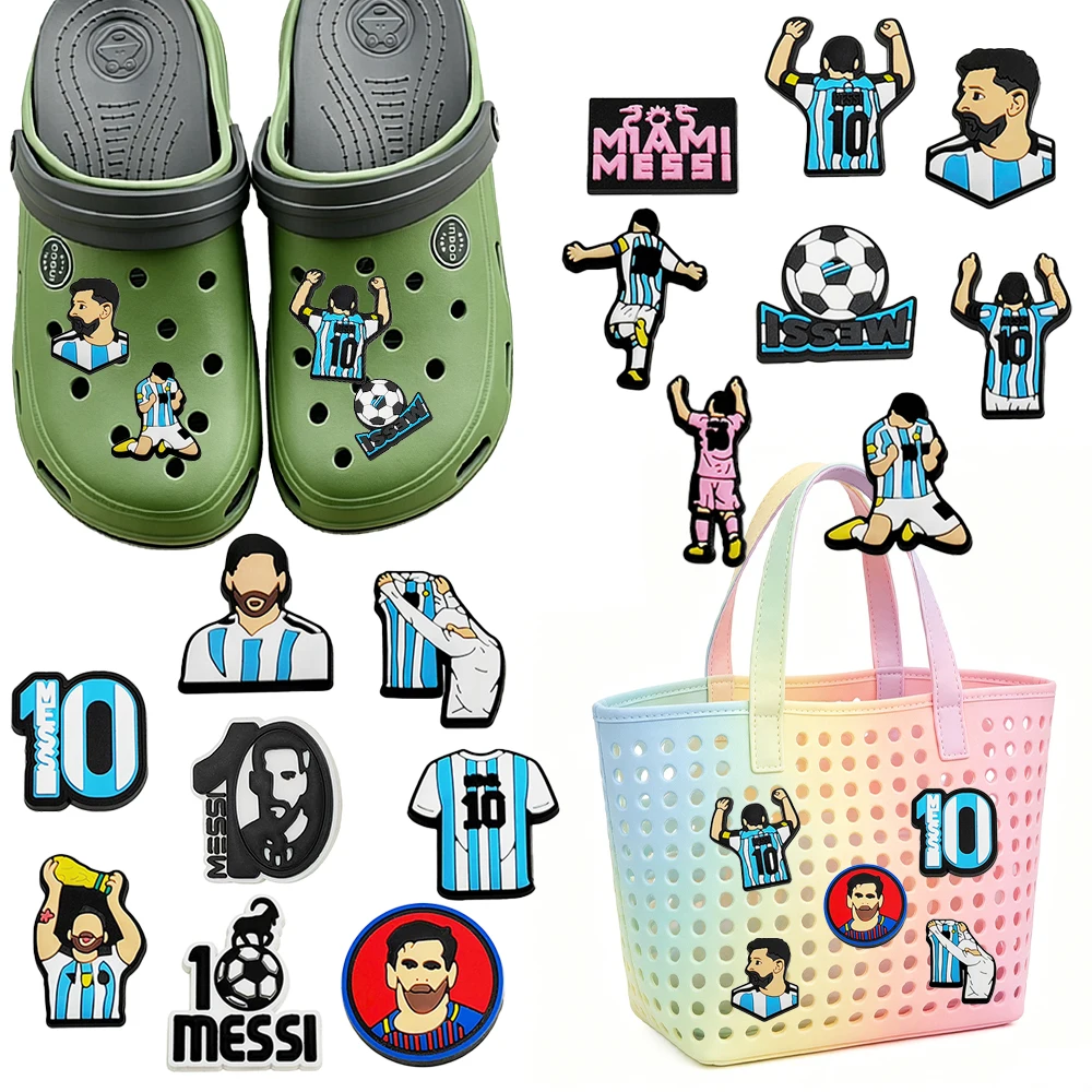 Hot Sales 1-16pcs Cartoon Sports Football Series PVC Shoe Charms Accessories DIY Sandal Wristbands Decorations Party Gifts