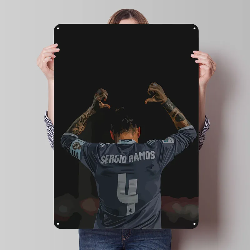 سيرجيو راموس تسجيل الرياضة ملصق ريترو مخصص معدن القصدير علامات للجدار الفن الديكور عناصر ديكور المنزل الفاخر غرفة ركن القهوة #1