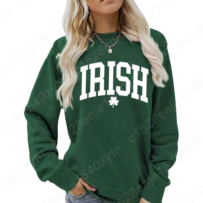 Irish Clover Sweatshirt, St Patricks Day Sweatshirts, Long Sleeve Crew Neck Pullovers, Womens Saint Patricks Day Sweatshirts