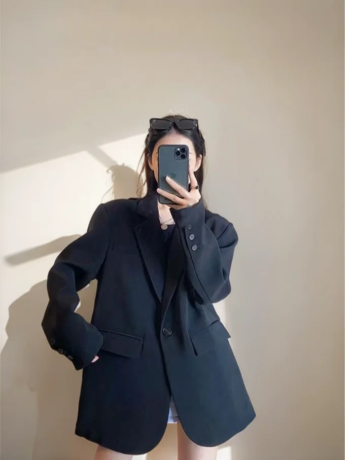 

Blazers Womans Classic Linen Jet Black Leather Tuxedo Wedding Modest Edge Stitched Embroidered Floral Decorative Cuffs Pure 2026