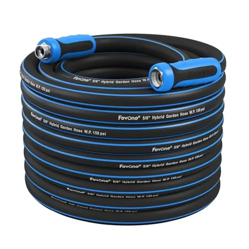 

Heavy Duty Rotatable Grip 80ft x 5/8" Garden Hose All Weather Flexible Polymer Material Aluminum Fittings 600psi High Pressure