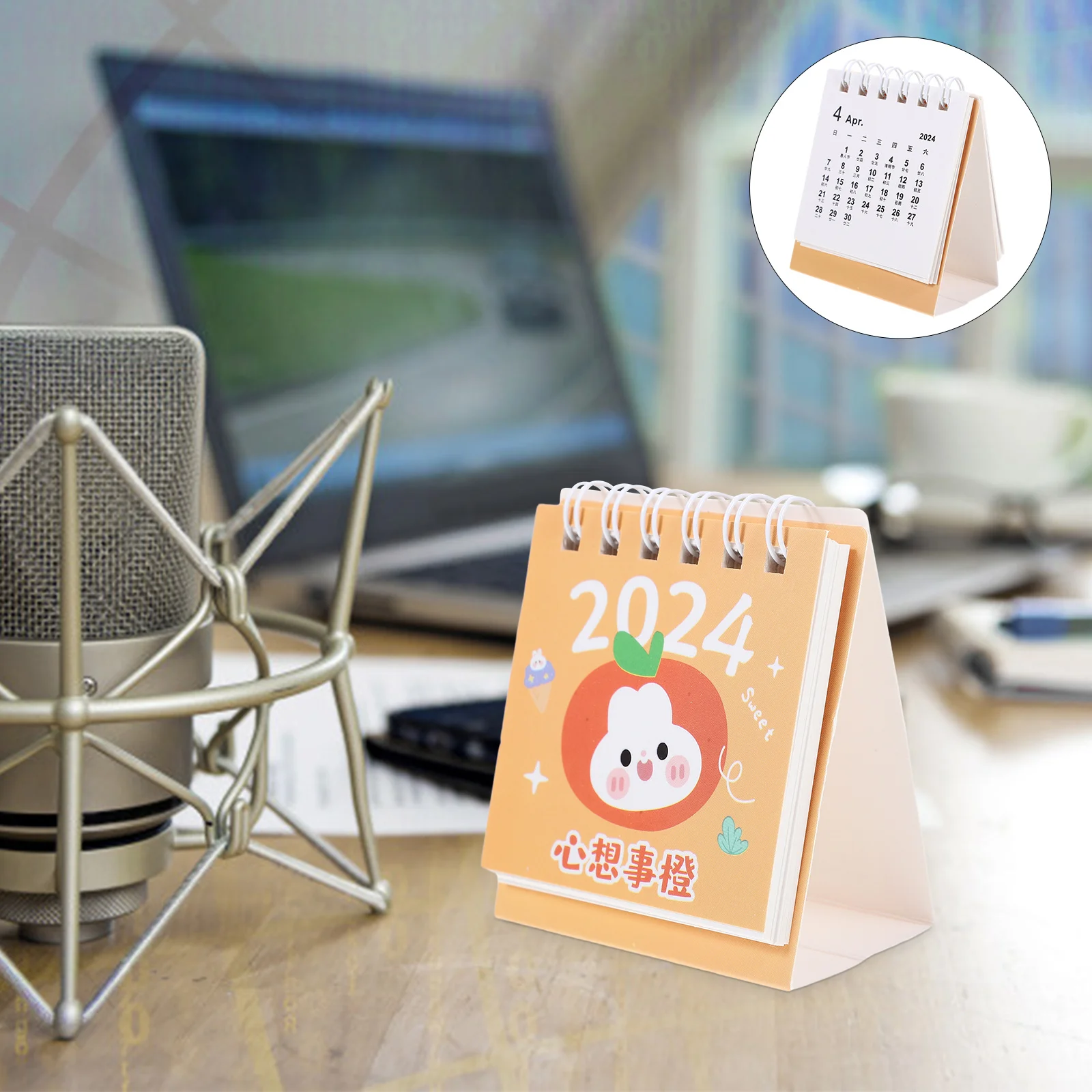

Mini Desk Calendar 2024 Thick Paper Daily Use Office Standing Calendar Cartoon Style Monthly Planner Home Accessory