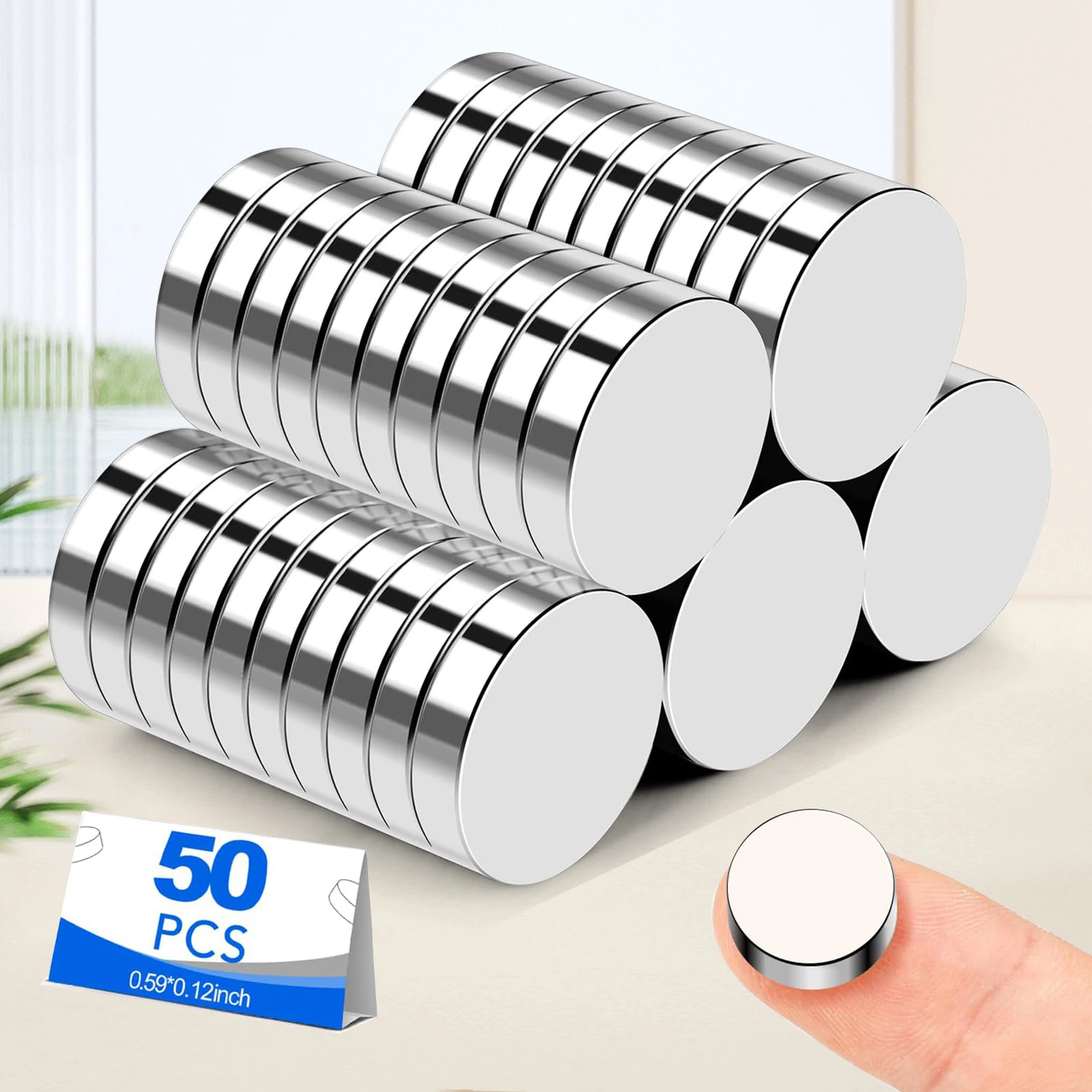 

15x2.7mm 50Pcs Magnet, Small imanes Permanent Magnetic Disc for Kitchen storage, holiday decor, refrigerator decor, office
