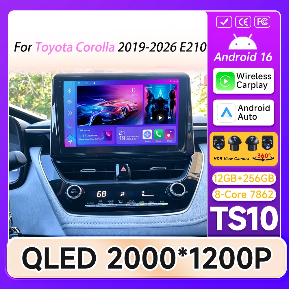 Carplay For Toyota Corolla 2019-2026 E210 Car Radio Screen Car Intelligent Systems GPS Navigation Car Monitor 5G Wifi Display