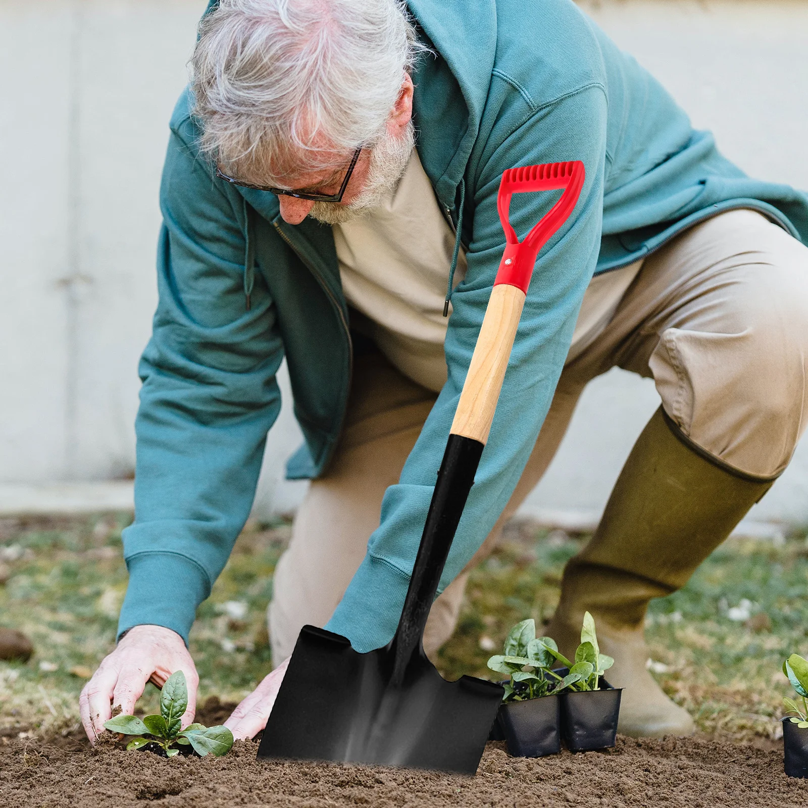

58cm Long Wood Handle Shovel Shaft Reusable Plastic Spade Replacement Strong Durable Farming Tool Efficient Digging Shoveling