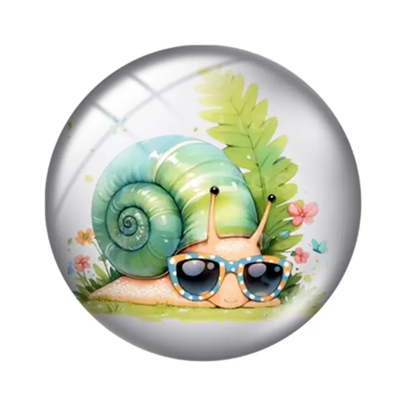 Whimsical Snail Cute Coloured drawing 12mm/16mm/18mm/25mm Round Photo Glass Cabochon Demo Flat Back Making findings