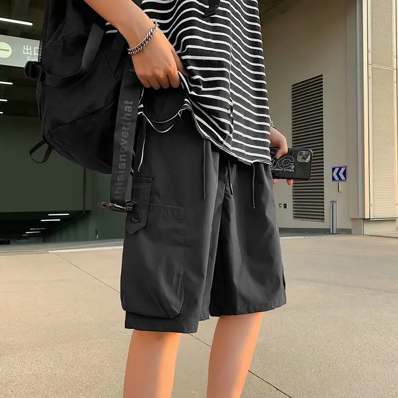 Summer Casual Mulit-Pocket Shorts Jogger Knee Length TrousersMen's Shorts Bermuda Sports Drawstring Loose Harajuku Y2k Streets