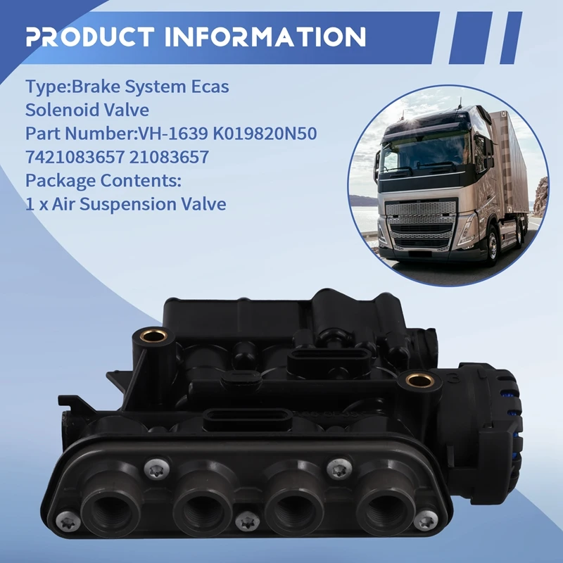 VOL Brake System Ecas Solenoid Valve VH-1639 K019820N50 7421083657 21083657 For RVI Volvo Truck Air Suspension Valve