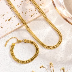 316L Stainless Steel New Fashion High-end Jewelry Minimalism Japan Korea Weave Charm Thick Chain Bracelets Necklaces For Women