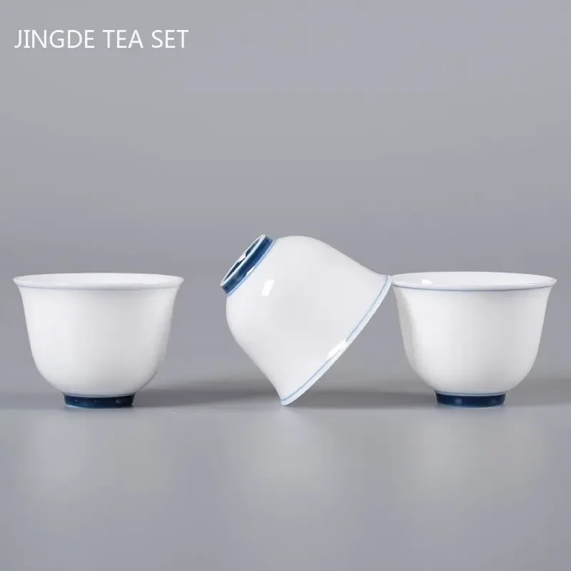 30ml Chinese Ceramic Tea Cups Portable Small Tea Bowl White Porcelain Teacup Tradition Tea Set Accessories Household Drinkware