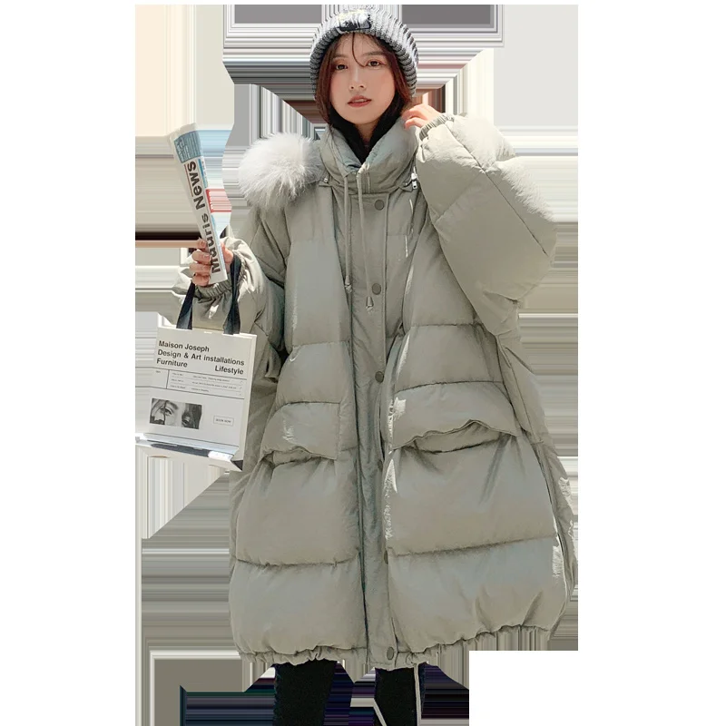 UMI MAO 90 White Duck Down Jacket 2023 Autumn Winter Harajuku Korean Mid Length Long Thickened Loose Coat For Women