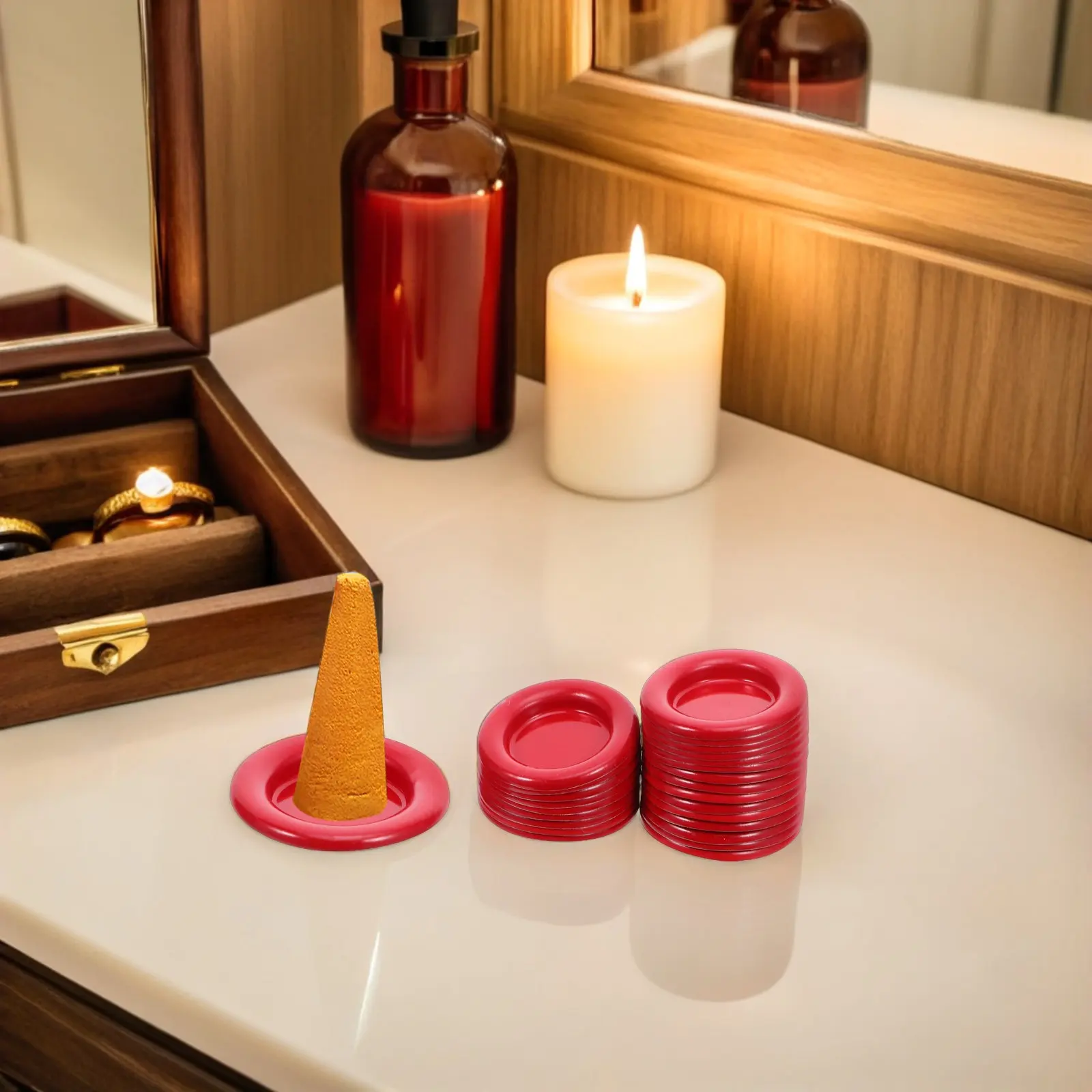 

50Pcs Aromatherapy Accessories Metal Incense Cone Burner Tray Mini Decorative Plate Home Decor Relaxation Incense Holder