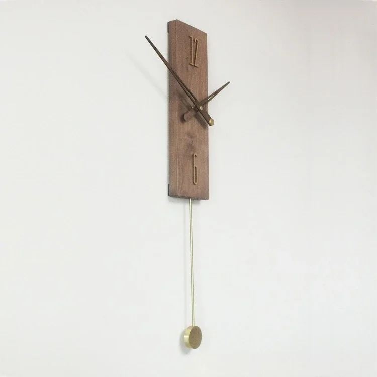 Modern minimalist living room art decoration wall clock creative fashion silent home light luxury walnut