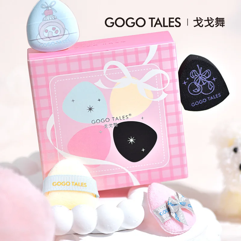 Gogotales 4 unids/set cojín de aire pulgar maquillaje polvo Puff polvo suelto flocado pequeño Puff de polvo