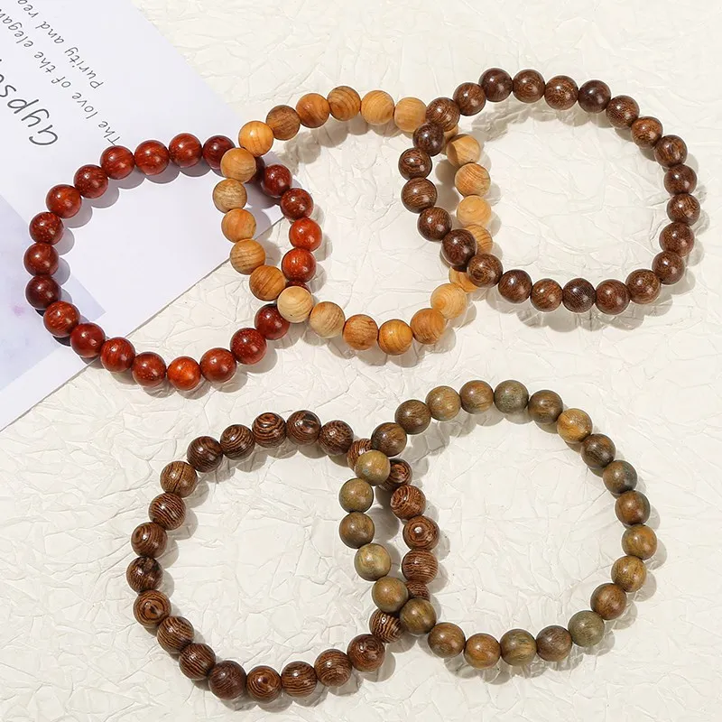 JD Natural Wooden Bead Bracelet Black Sandalwood Buddha Bracelet For Women Men Wenge Wood Prayer Vintage Bangles Yoga Jewelry