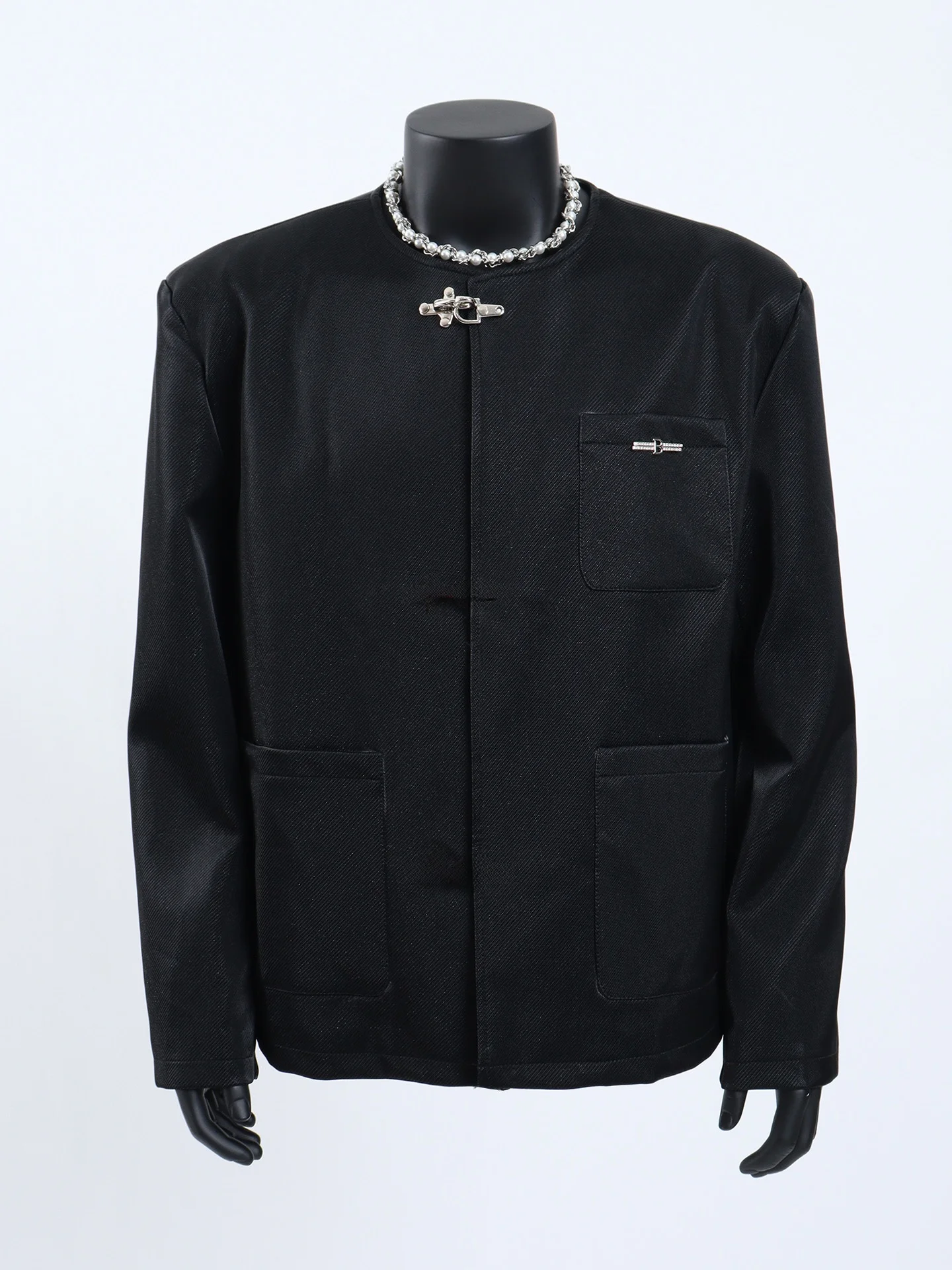 

Мужская куртка Starlit с фактурной тканью, металлическим синим декором, модная, свободного кроя, из полиэфирного волокна, ветрозащитная, с круглым вырезом