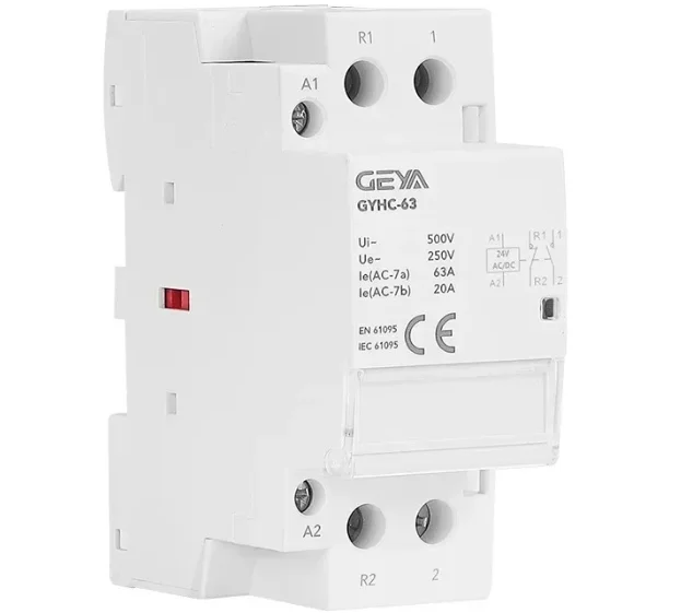 DC Contactor DC24V Coil  2P 220V 63A 2NO or 1NO1NC Automatic Householdr Contactor Din Rail Type