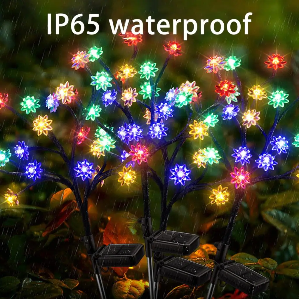 2Pcs Solar Flower Landscape Lamp Garden Lights Outdoor RGB Flower Fairy lights For Garden Lawn Holiday Decor Solar Light