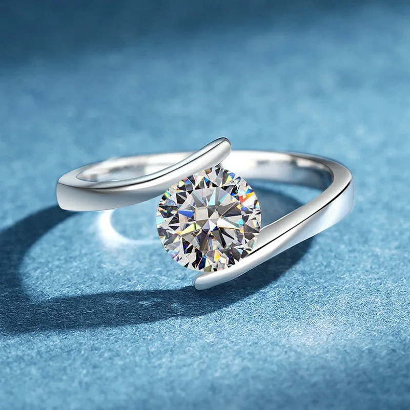 925 Sterling Silber Ring Schlichte Eleganz für Damen Hochzeitsschmuck 5A Zirkon Imitationsdiamant Einfache Partygeschenke für Frauen Großhandel
