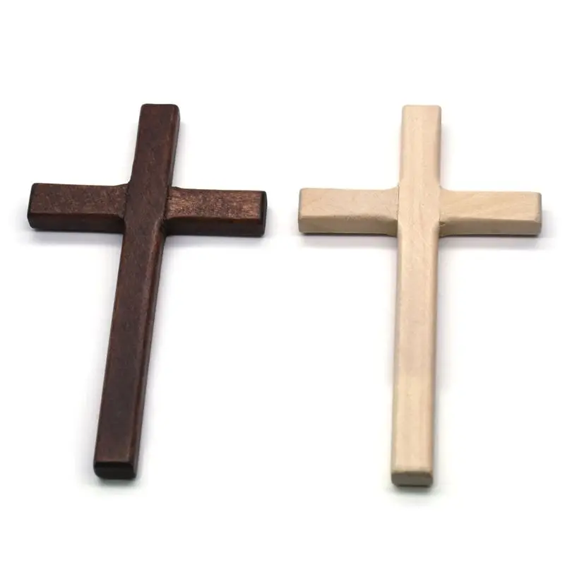 2pcs Handmade Wooden Crosses Crucifix Jesus Christ Ornaments Religious Pendant DropShipping