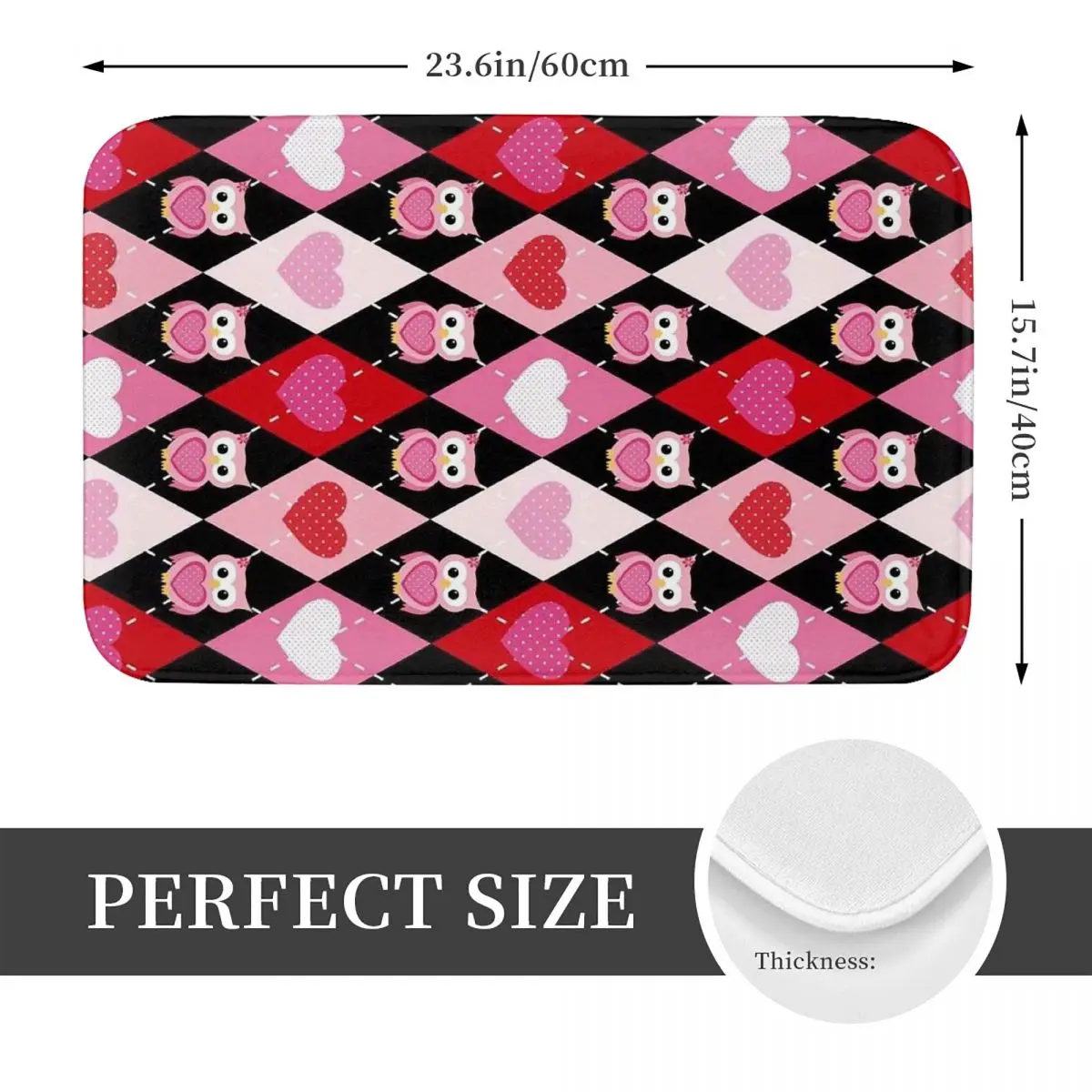 Love Owl Pink Non-slip Doormat Floor Mat Water oil proof Carpet Rug for Kitchen Entrance Home Bedroom Footpad Mats